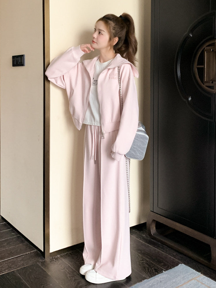 Pastel Pink Zip Hoodie / Sweatpants QAZ0014