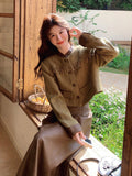 Chanel-Style Jacket / Brown Leather Skirt QAZ0015