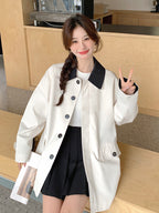 Bicolor Stylish Trench Coat QAZ0027