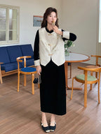 Velvet Long Dress / Oriental Embroidered Vest QAZ0064