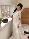 Sheer Flower Lace Dress QAZ0061