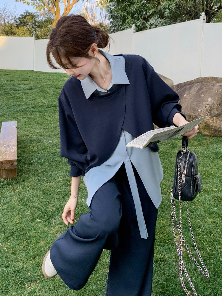 Fake Layered Shirt / Wide Pants QAZ0042