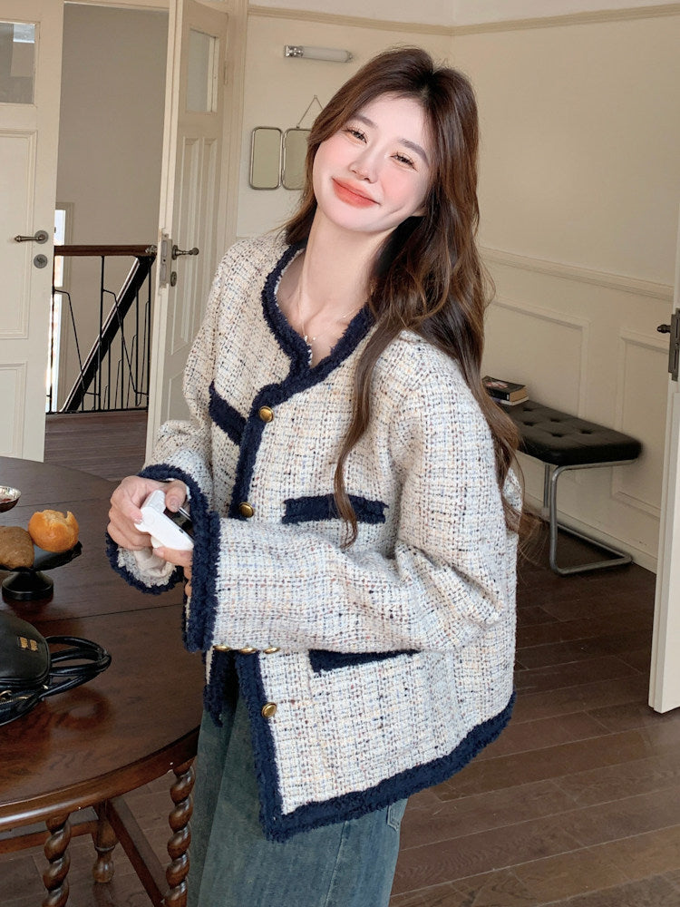 Gold Button Tweed Jacket QAZ0036