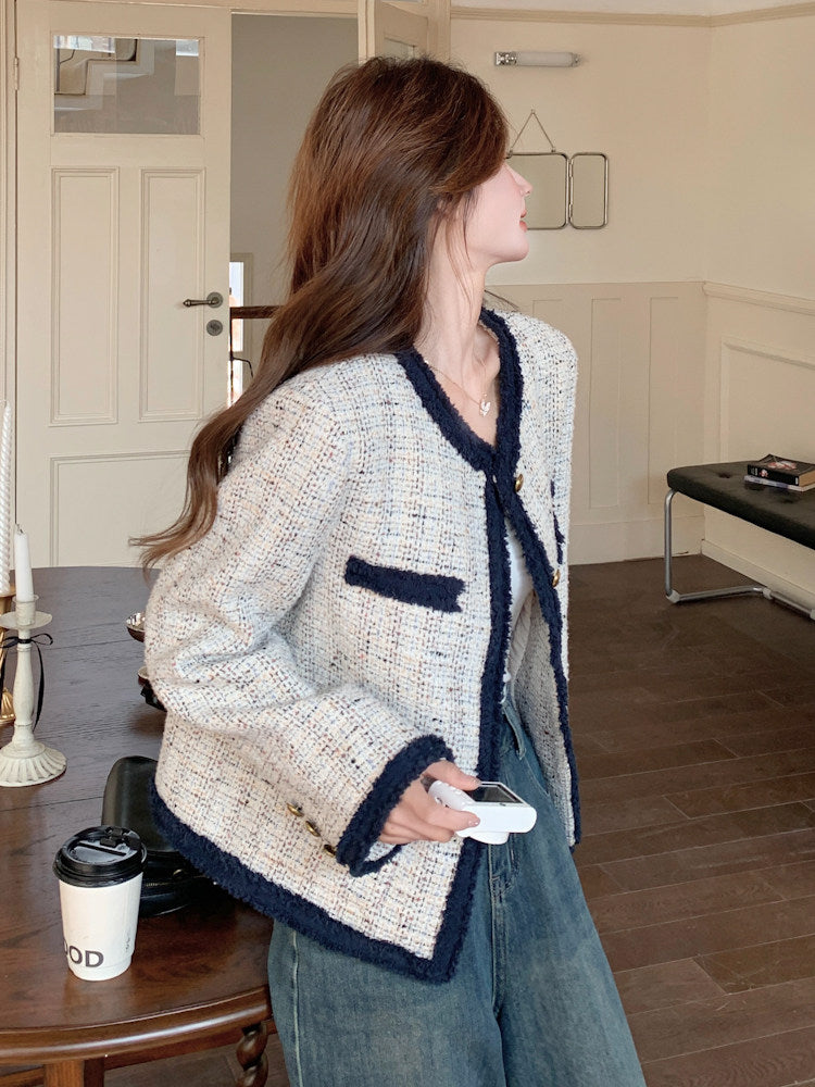 Gold Button Tweed Jacket QAZ0036