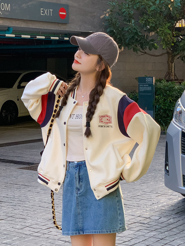 Tricolor Color Oversized Stadium Jumper QAZ0063