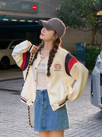 Tricolor Color Oversized Stadium Jumper QAZ0063