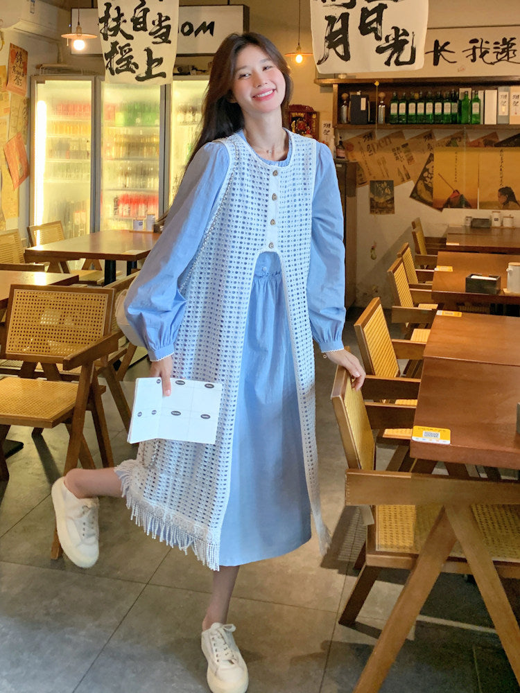Shirt Dress / Knit Long Vest QAZ0086