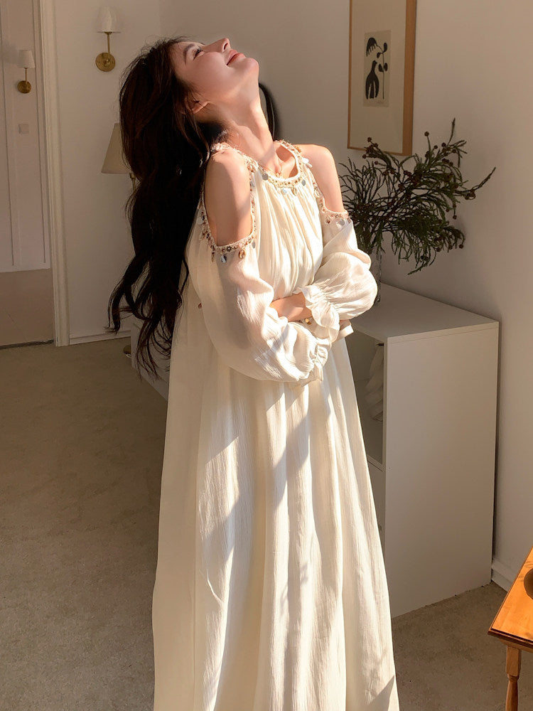 Shoulder Cut Chiffon Dress QAZ0059