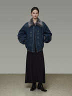 Fur Collar Denim Jacket UNS0041