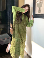 Hollow-Out Camisole Dress / Long Sleeve T-Shirt Dress QAZ0043