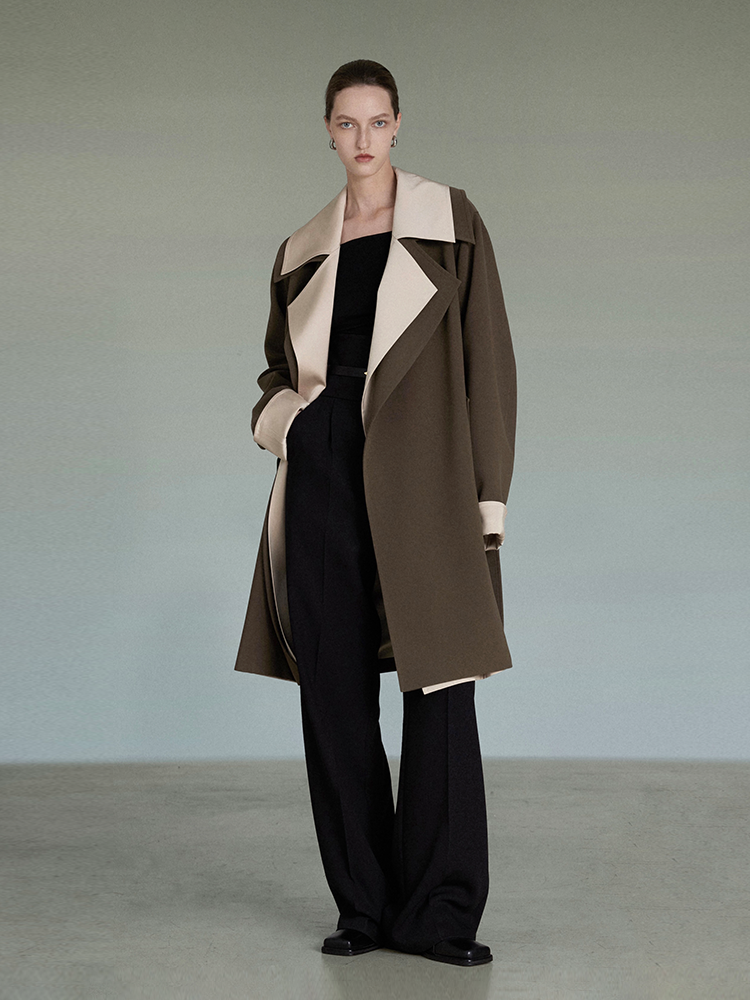 Color Block Trench Coat UNS0020