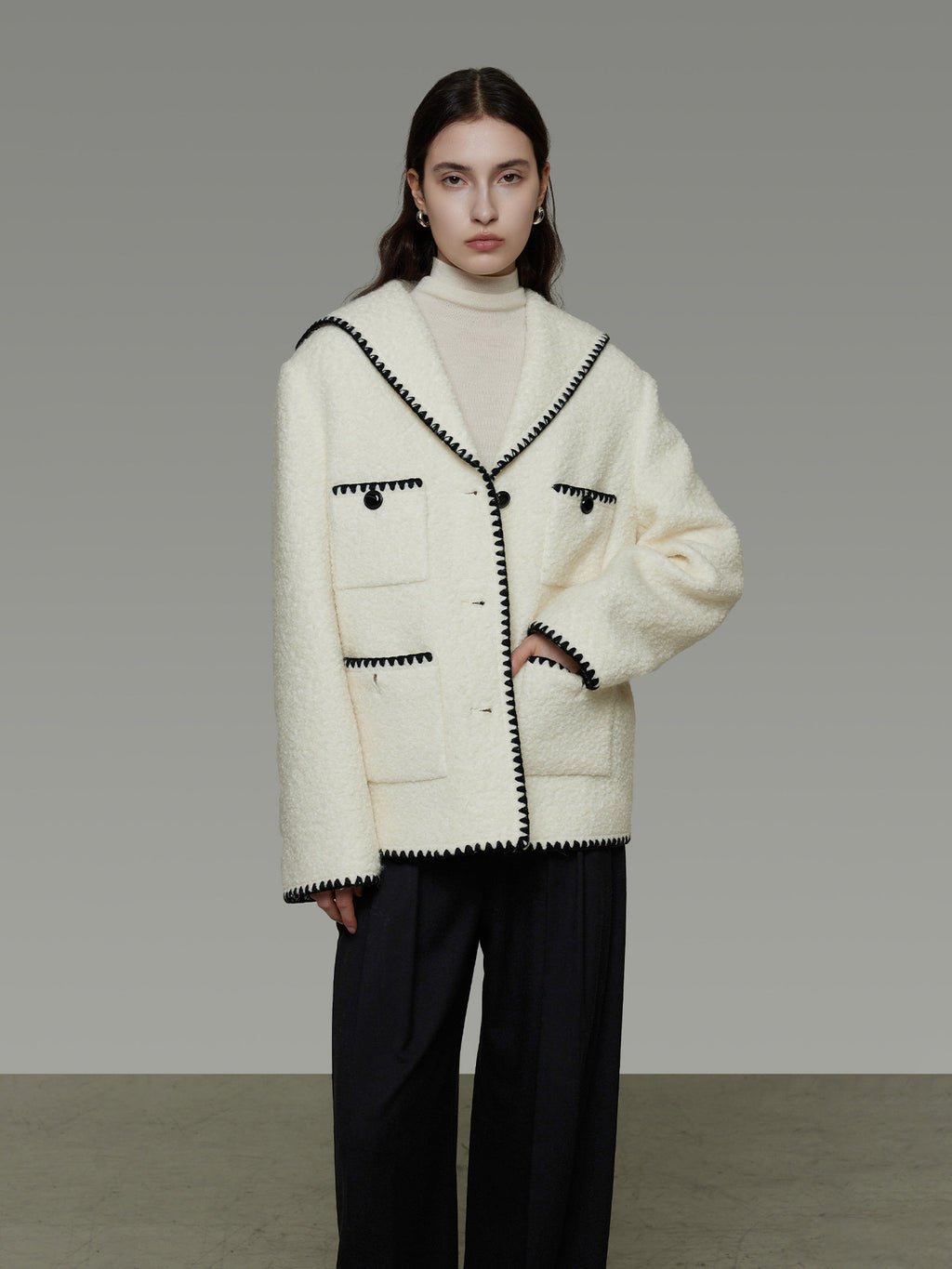 Color-Block Chic Tweed Jacket UNS0004