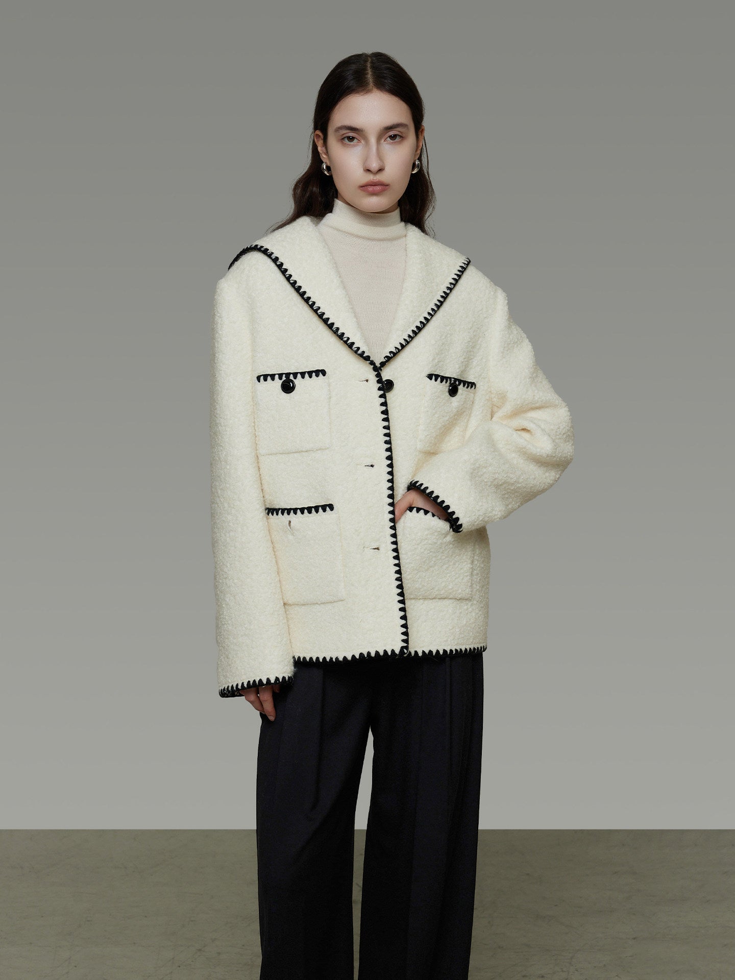 Color-Block Chic Tweed Jacket UNS0004