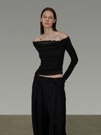 Off-Shoulder Knit Top UNS0018