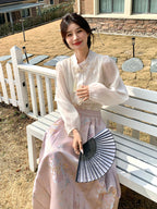 China Floral Embroidered Blouse / China-Style Long Skirt QAZ0050