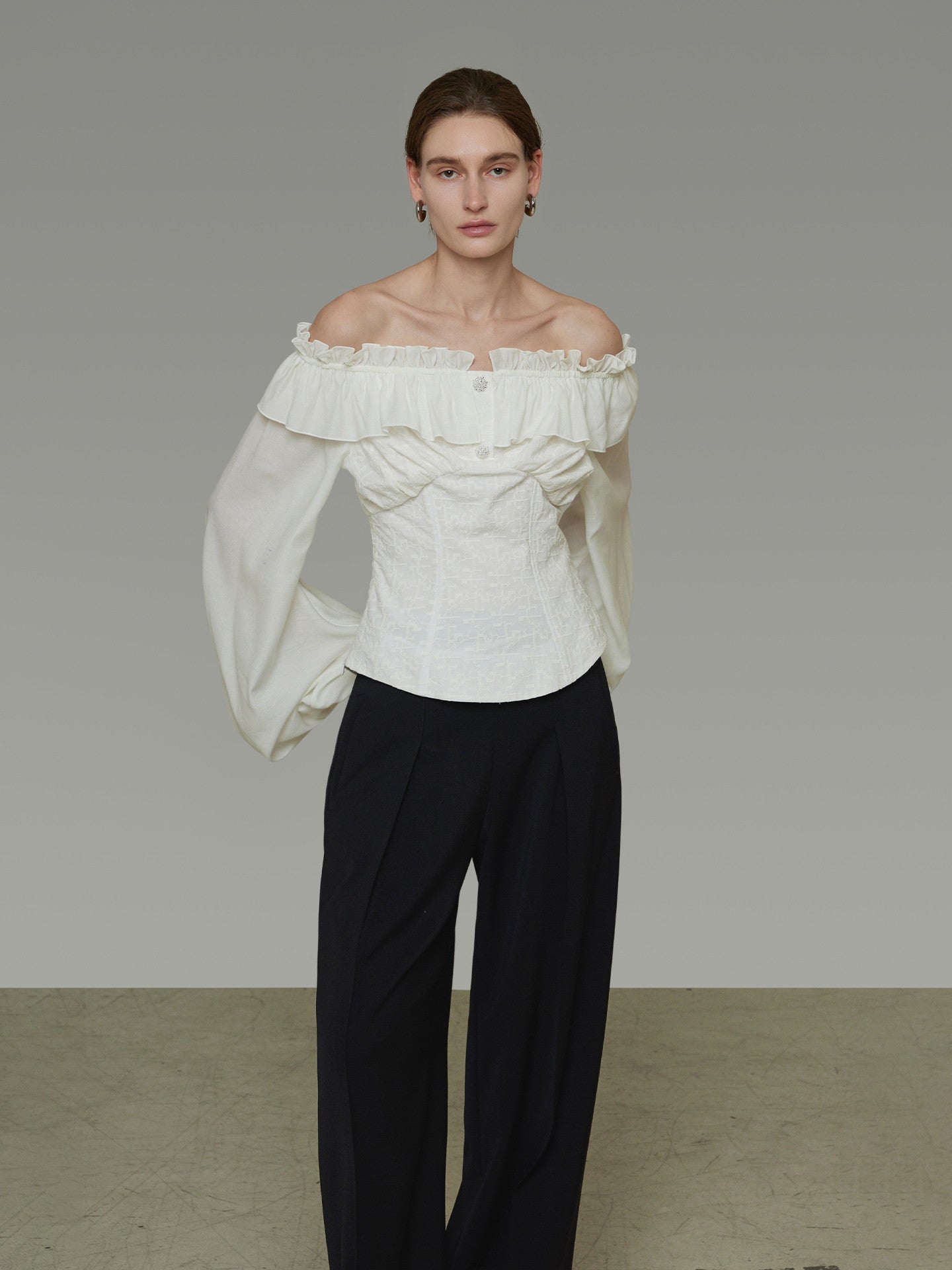 Double Ruffle Off-Shoulder Top UNS0053