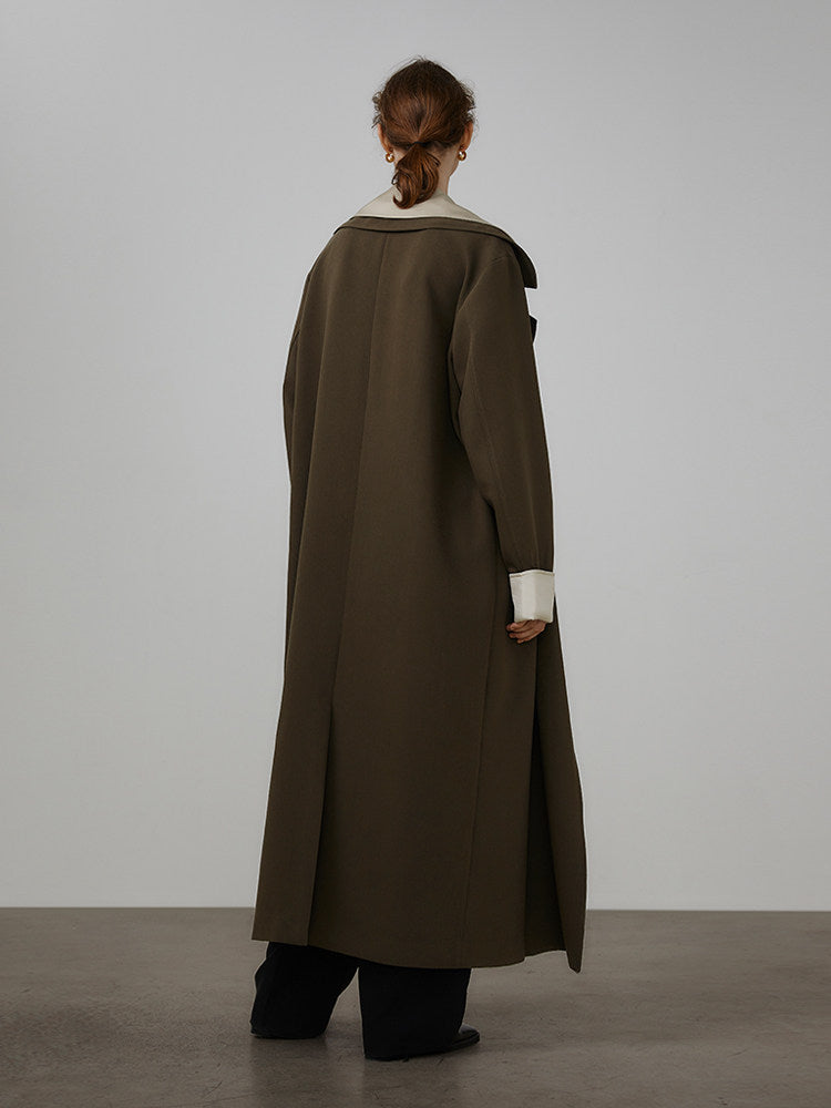 Color Block Trench Coat UNS0020