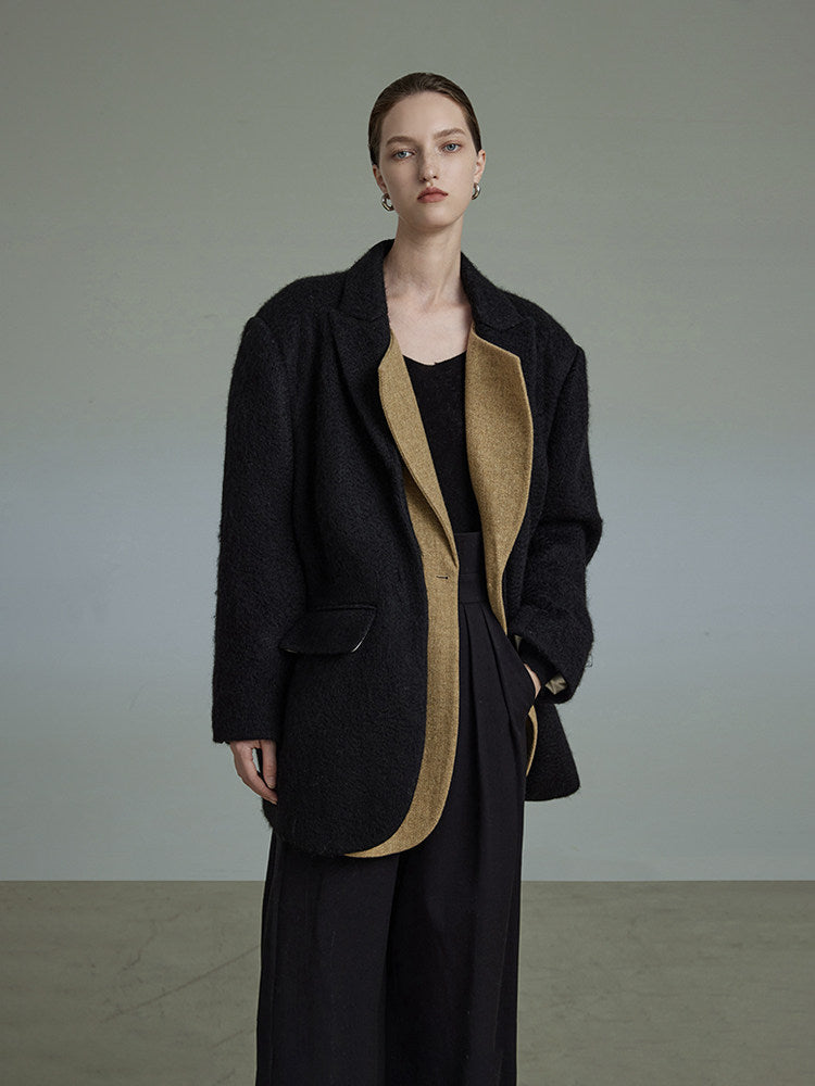 Layered Style Wool Jacket UNS0001