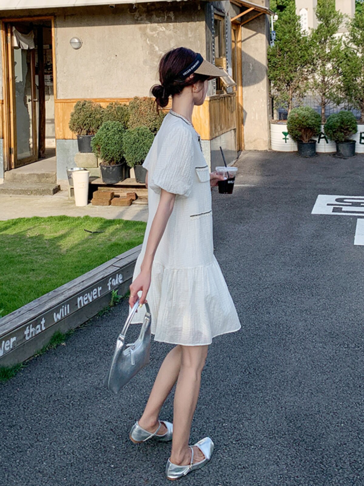 Tiered Short-Sleeve Mini Dress QAZ0097