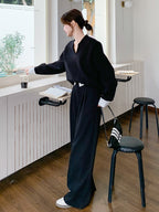 Knee-Neck Sweat Tops / Wide Pants QAZ0033
