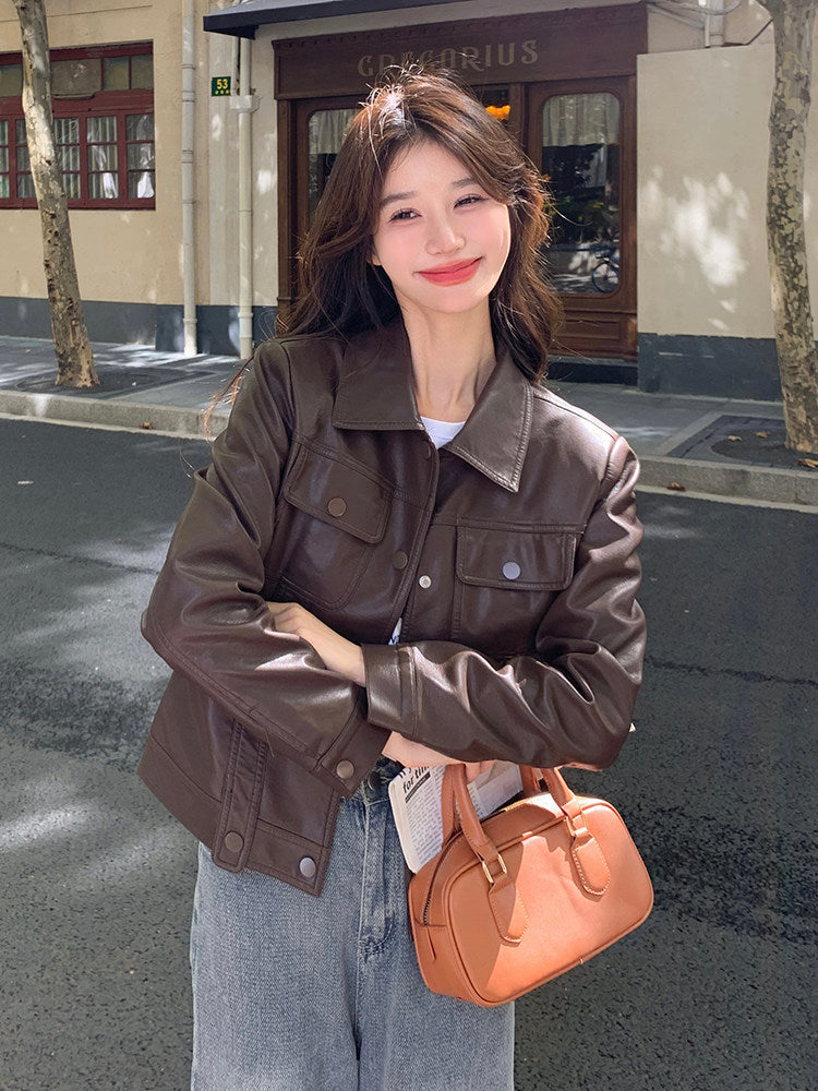 Retro Short Leather Jacket QAZ0039