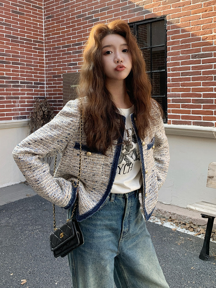 Gold Button Tweed Jacket QAZ0045