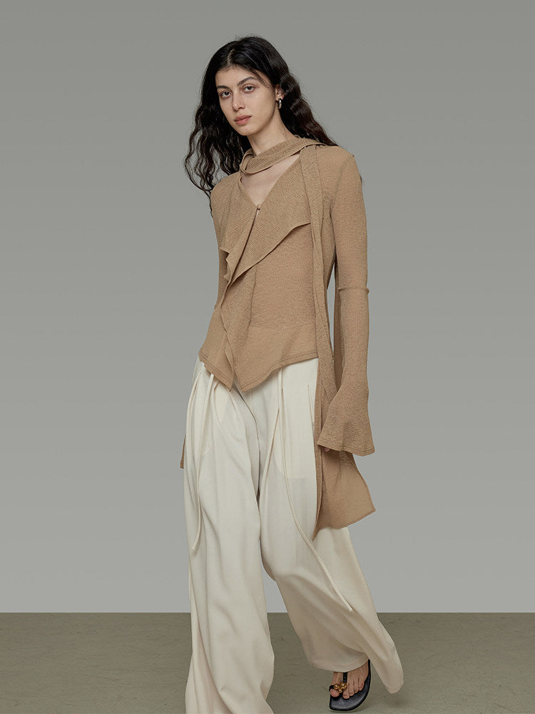 Bow-Tie Flare Sleeve Blouse UNS0006