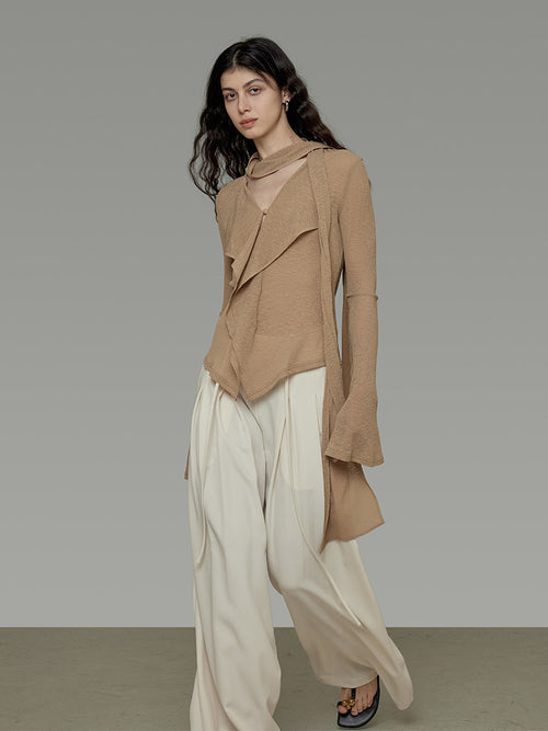 Bow-Tie Flare Sleeve Blouse UNS0006