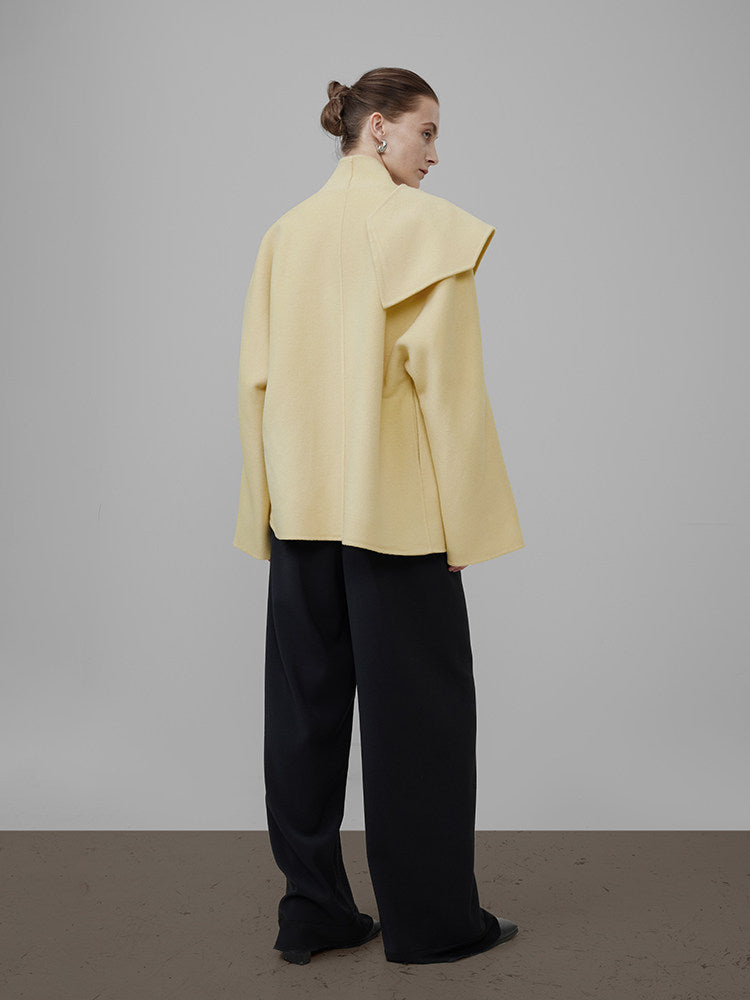 Irregular Collar Double-Faced Coat UNS0032