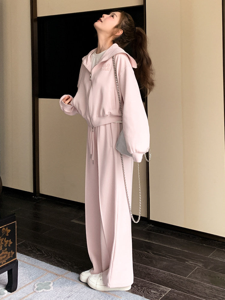 Pastel Pink Zip Hoodie / Sweatpants QAZ0014
