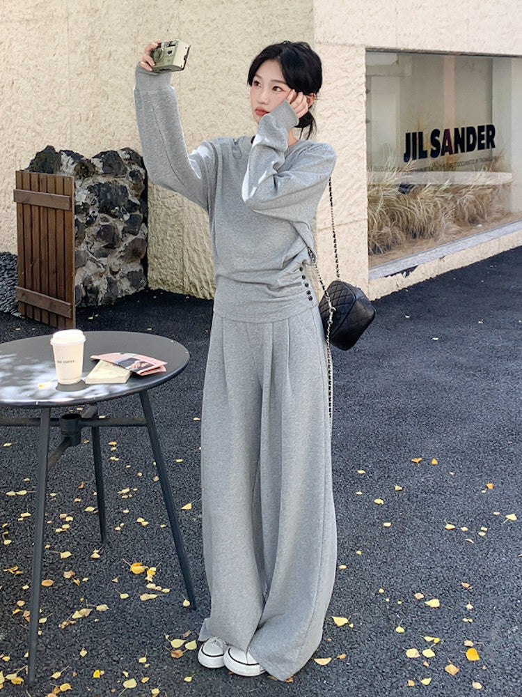 Sweatshirt / Wide-Leg Pants QAZ0009