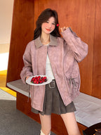 Paid Collar Leather Jacket QAZ0018
