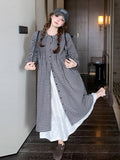Gingham Check Shirt Dress / White Long Skirt QAZ0024
