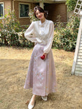 China Floral Embroidered Blouse / China-Style Long Skirt QAZ0050