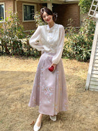 China Floral Embroidered Blouse / China-Style Long Skirt QAZ0050