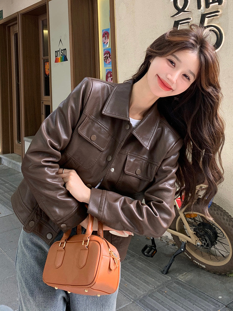 Retro Short Leather Jacket QAZ0039