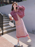 Short-Length Denim Jacket / Striped Camisole Dress QAZ0069
