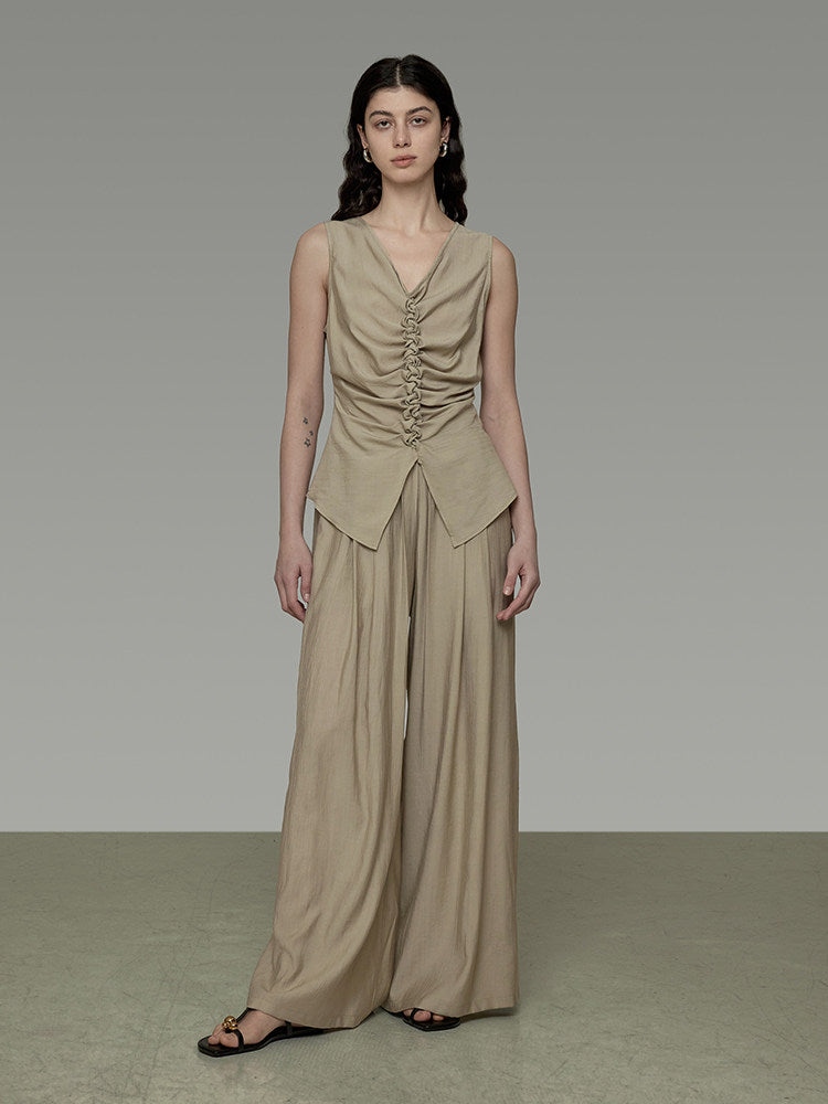 Pleated Wide-Leg Pants UNS0022