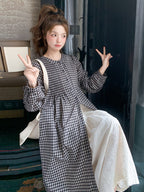 Gingham Check Shirt Dress / White Long Skirt QAZ0024