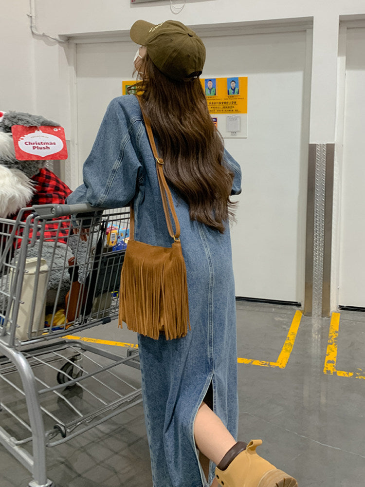 Vintage Denim Shirt Dress QAZ0062