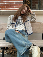 Gold Button Tweed Jacket QAZ0045