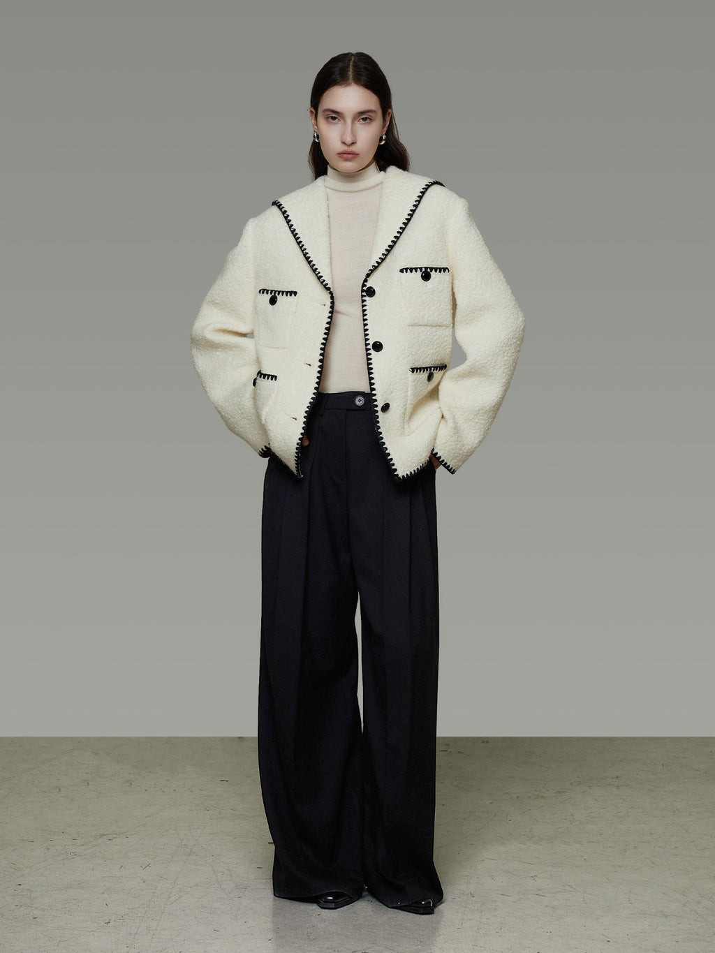 Color-Block Chic Tweed Jacket UNS0004