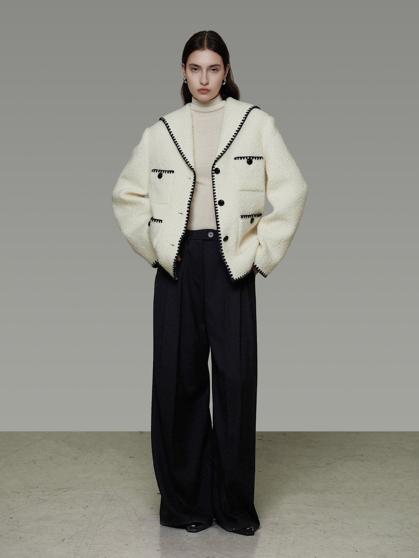 Color-Block Chic Tweed Jacket UNS0004