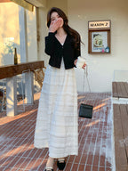 Square Neck Dress / No-Collar Short Jacket / Short-Sleeve T-Shirt QAZ0077
