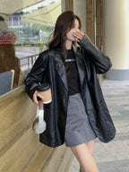 Fake Leather Oversized Jacket QAZ0055