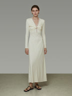 V-Neck Lace Patchwork Dress UNS0049