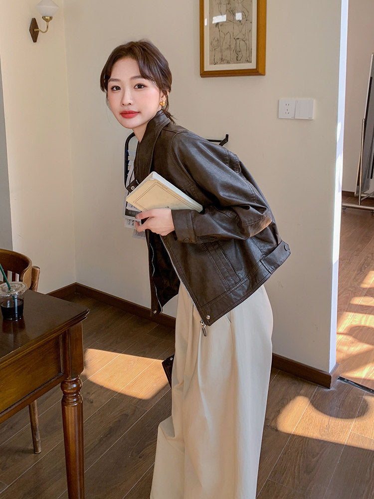 Retro Short Leather Jacket QAZ0032