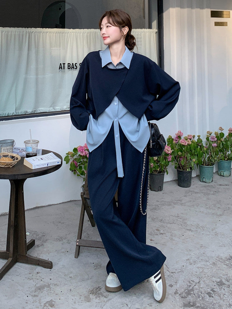 Fake Layered Shirt / Wide Pants QAZ0042