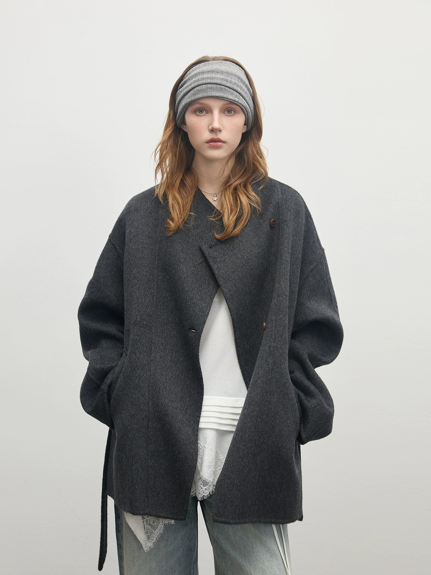 Wool Nylon Velour Cocoon Coat BBG0016