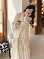 Tweed Vest / Tiered Long Dress QAZ0082